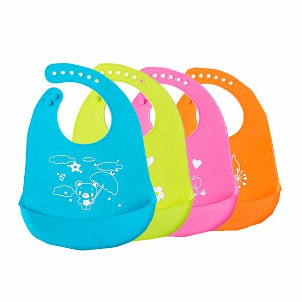 2021 Bebê Ajustável Bebê Bibs Dos Desenhos Desenhos Animados Almoço Impermeável Big Boy Meninas Silicone Soft Saliva Animal Baby Baby Bibs Novo