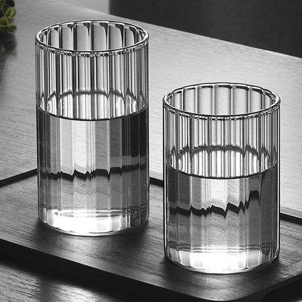 

wine glasses transparent striped glass cup heat resistant healthy drink mug handmade beer espresso coffee home kitchen supply