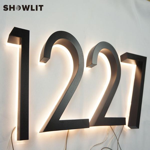 

black modern house numbers led backlit warm white lighting other door hardware