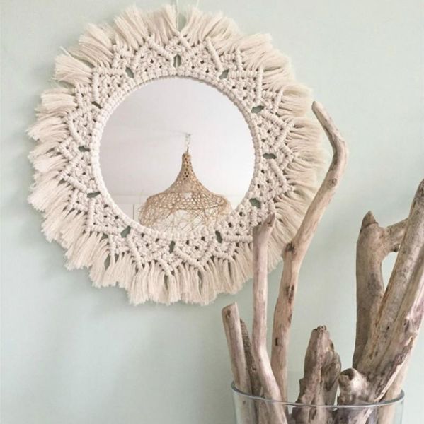 

mirrors macrame mirror handmade tapestry makeup lighted compact home bedroom wall b&b decorations