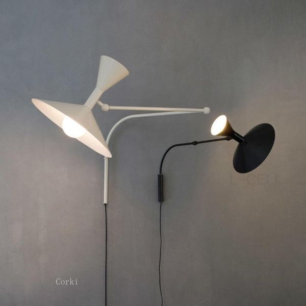 

wall lamps modern long rod rocker arm lights adjustable switch lamp reading bedroom bedside light nordic living room restaurant