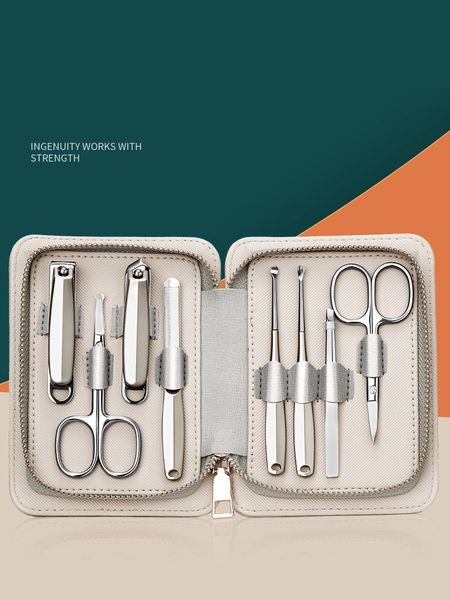 

ly designed 8-piece nail tool set stainless steel eyebrow trimming nose clippers convenient to carry, gifts art kits