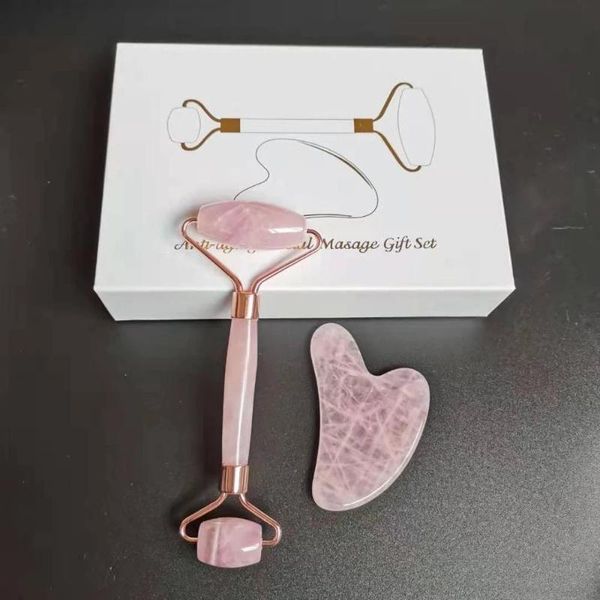 

decorative objects & figurines 1pc natural rose quartz crystal face roller pink guasha tool as decoration or gift lu