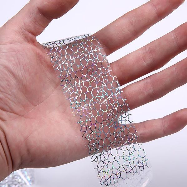 

100x4cm spider web design for nail sticker 3d reticular laser glitter art transfer foils manicure diy tips decor1, Black