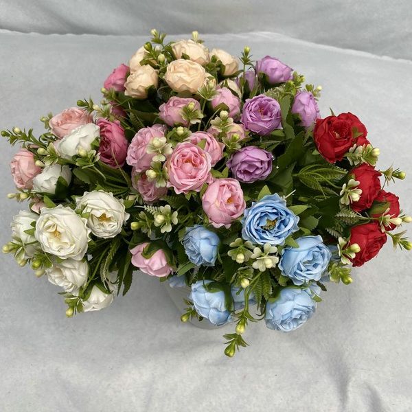 

decorative flowers & wreaths artificial peony gypsophila fall decoration white wedding home christmas autumn fake flower bouquet craft rose