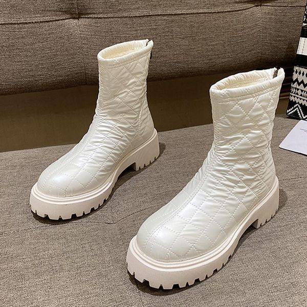 

boots 2021 winter women snow plush shoes ankle fashion black white warm fur