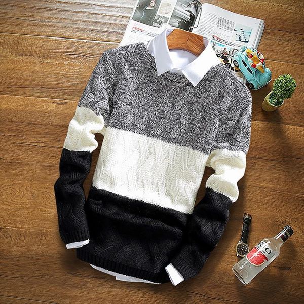 

men's sweaters men sweater knitted mens fashion pullovers autumn and winter long sleeve korean comfort youth casual 2021, White;black