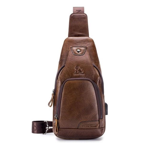 

waist bags men genuine leather small chest bag men&female sling messenger fashion travel crossbody usb charging