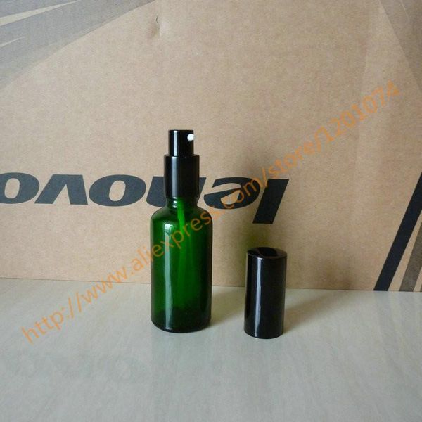 

50ml brown/clear/blue/green shiny glass lotion bottle with aluminum black pump.lotion cream container storage bottles & jars
