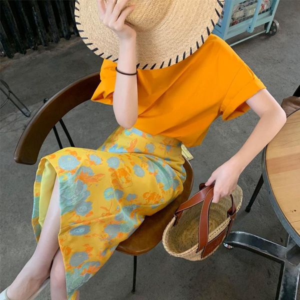 

summer print floral bag hip casual skirts women fashion vintage high waist a-line female skirt trend elegant office lady wears, Black