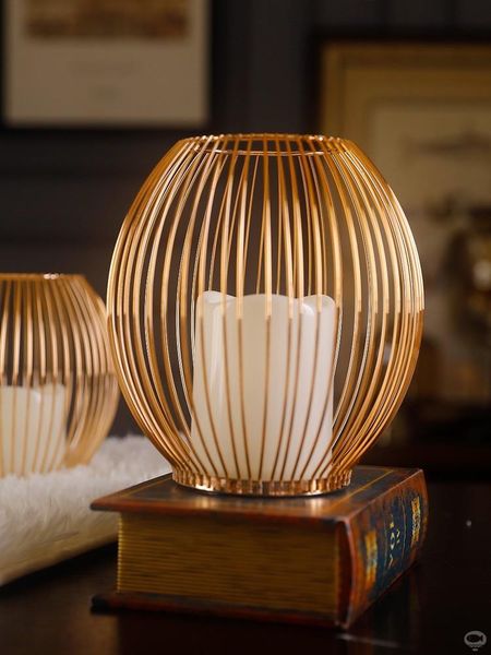 

candle holders european creative retro wrought iron lantern wind lamp golden bougeoir home decoration eb5zt
