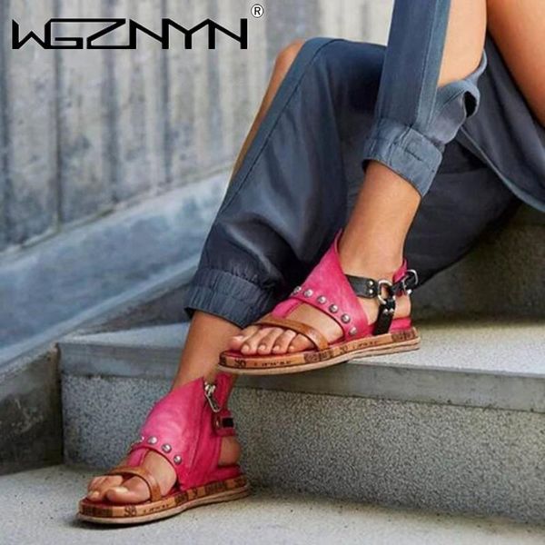 

sandals women's bohemia retro style woman cross strap flats ladies open toe shoes summer female comfortable plus size footwear, Black