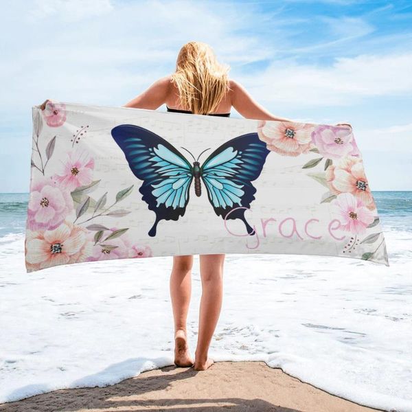 

towel butterfly flower bath microfiber beach towels quick-dry for adults yoga mat