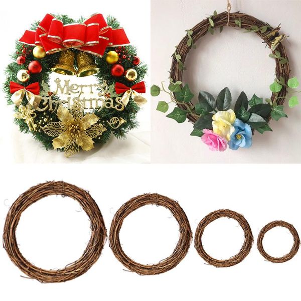 

home decoration wreath natural rattan garland diy crafts decor for door grand tree christmas gift floral wreaths decorative flowers &