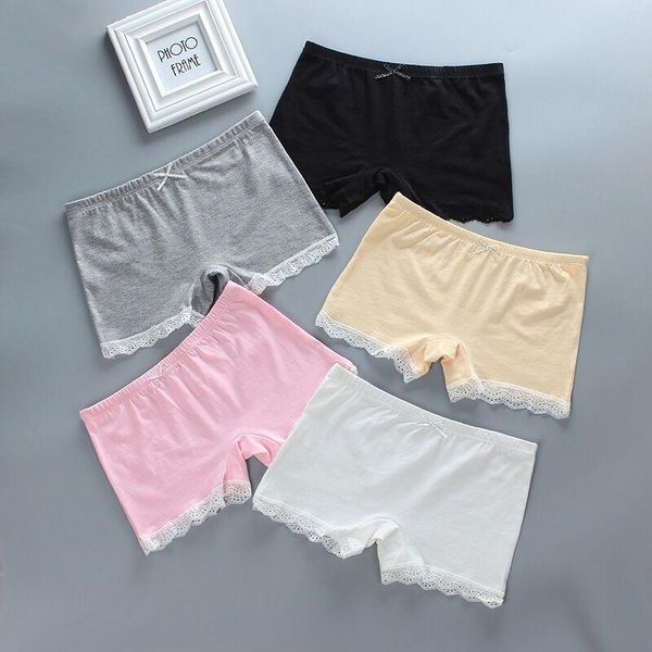 

shorts 5pcs/lot girls summer lace underwear safety cotton breathable short pants teenager children clothes, Black