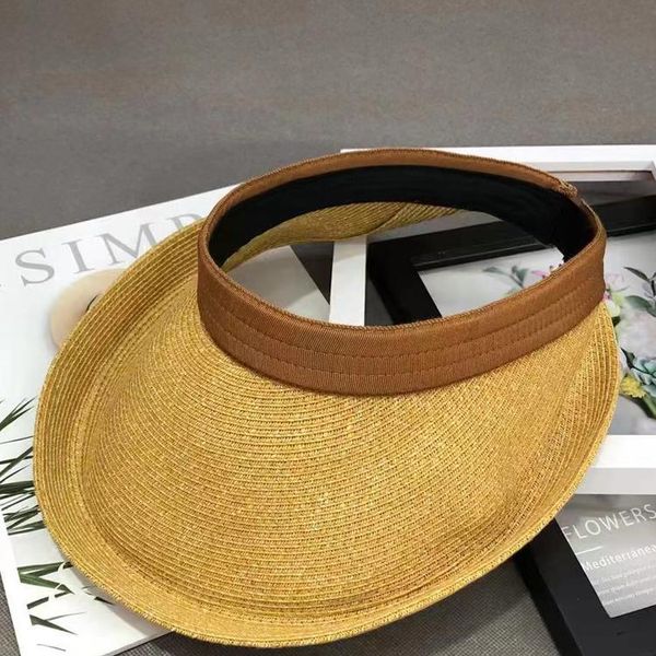 

summer open sunscreen beach hat leisure seaside holiday cap hair hoop straw for girl wide brim hats, Blue;gray