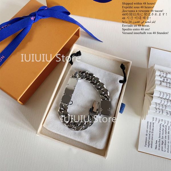 

link, chain 2021 european and american high-end brand cuban luxury hardware bracelet presbyopia men women birthday gifts, Black