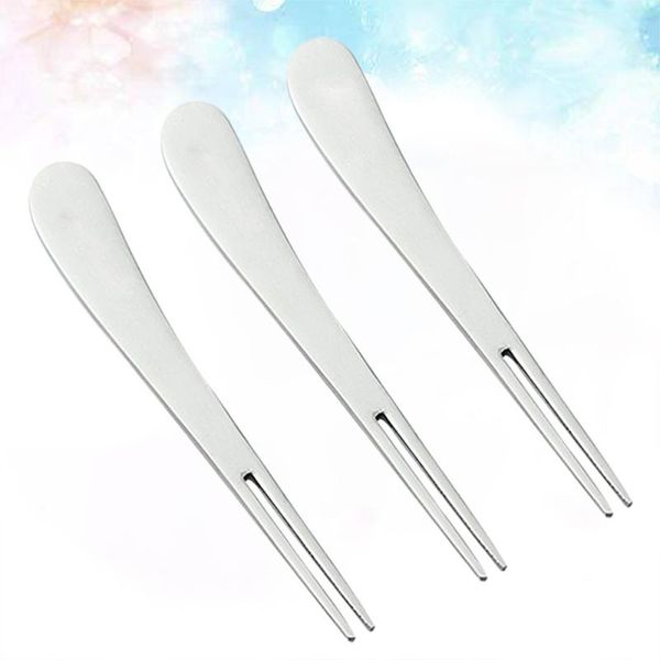 

forks 3pcs stainless steel fruit polished picks for dessert
