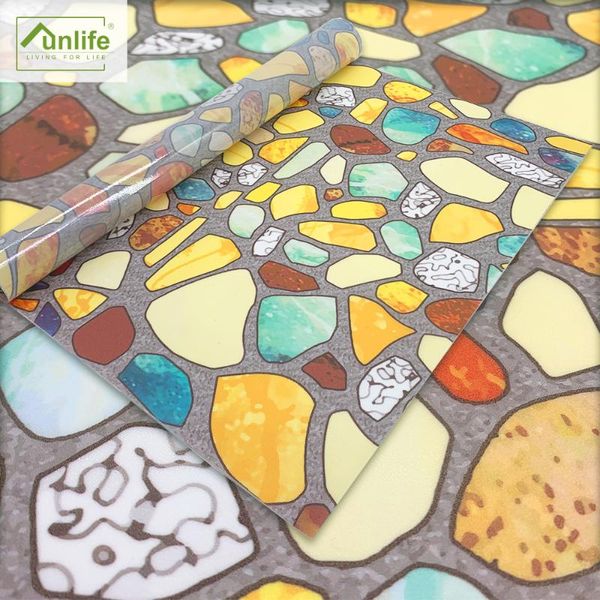 

window stickers funlife stained glass film,static adhesive film decorative vinyls vintage decor,colored terrazzo sticker