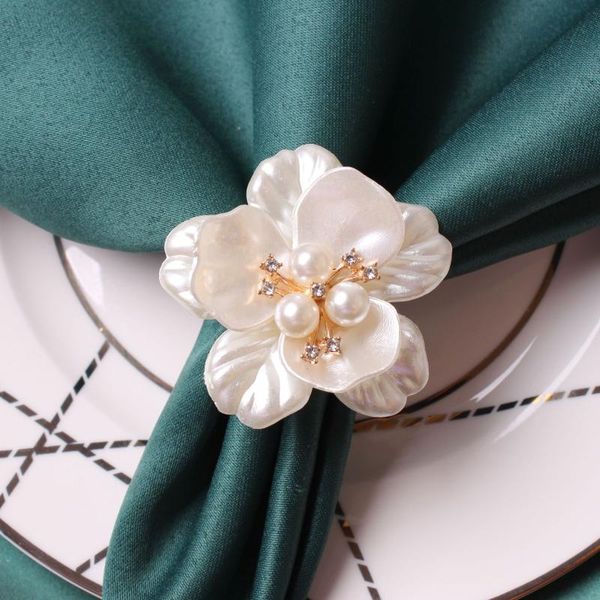 

napkin rings 4pcs/lot ring pearl flower button electroplating rose dinner