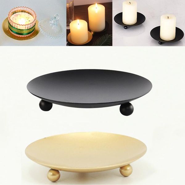 

other home decor iron black gold plated candle holders pillar metal plate for wedding party festival candlestick holder art gift decoration