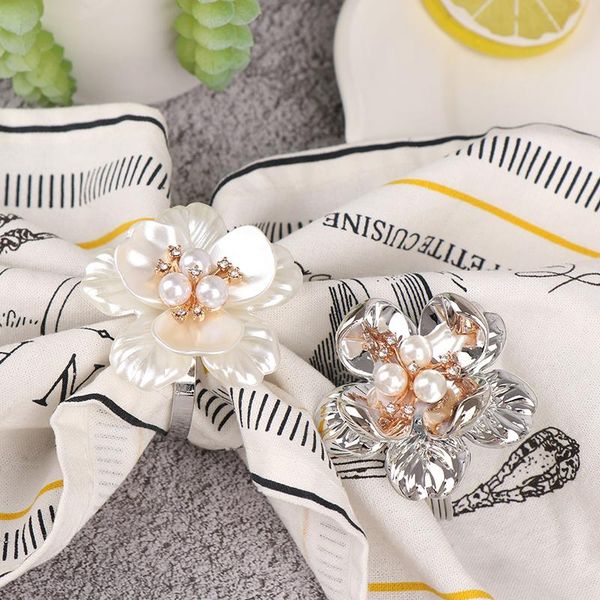 

napkin rings 1pc ring pearl flower buckle electroplating dinner