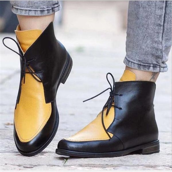 

boots 2021 autumn women for fashion pu leather warm short ankle lace up shoes botas mujer, Black