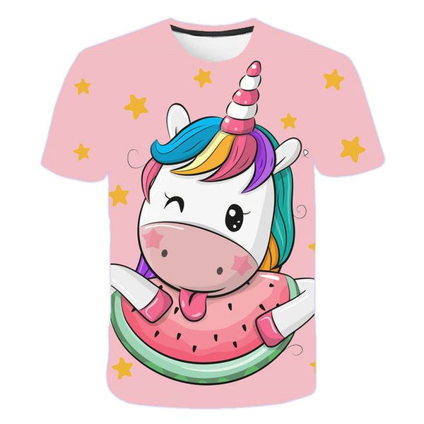 

watermelon horse print children 3d printing t-shirt animal print summer daily sports round neck short sleeve high quality, Blue