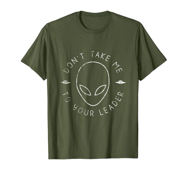 

don't take me to your leader shirt alien tee, White;black