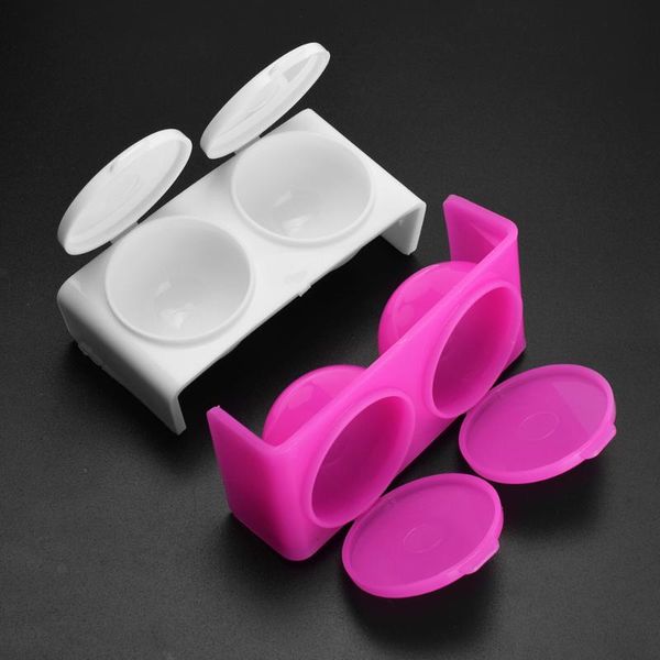 

nail art kits 2pcs double opening washing brush cup liquid tool plastic cleaning wash pen white pink container gift
