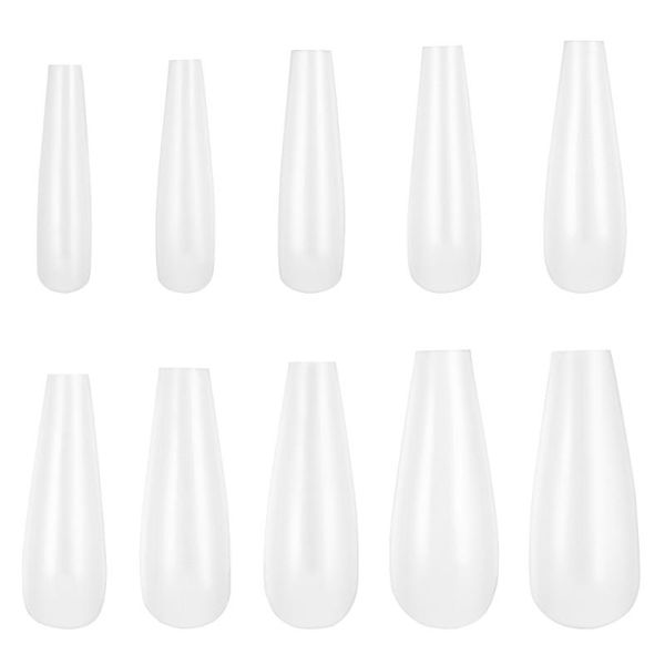 

false nails frcolor 500pcs long coffin fake full cover natural ballerina nail abs tips 10 sizes (white), Red;gold