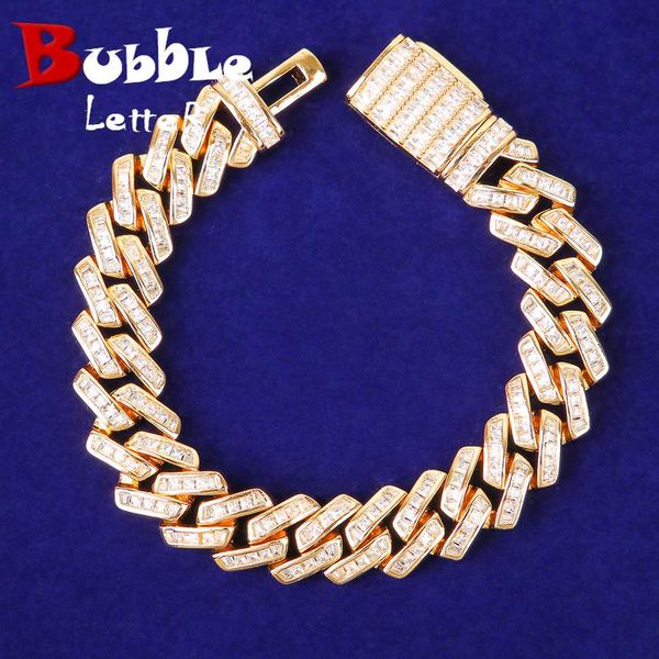 

link, chain 11mm baguette bracelet gold color men hip hop jewelry, Black
