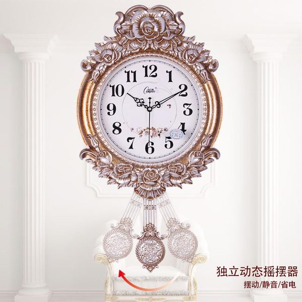 

wall clocks vintage europen style luxury clock pendulum living room creative modern duvar saati bedroom home decor kk60wc