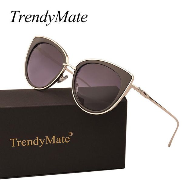 

trendymate 2021 cute cat eye fashion sun glasses for women mirror lens sunglasses with case 711, White;black