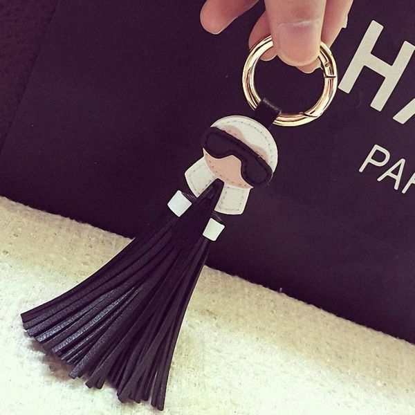 

keychains 2021 cute ladies keychain backpack accessories car key ring tassel bag ornament stand leather chain gift, Silver