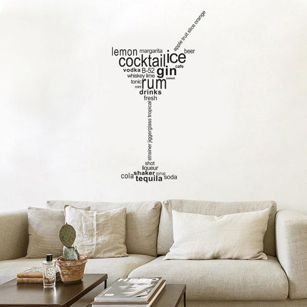

wall stickers fashion for kitchen cocktail ice gin rum drinks removable art mural home room decor decoration 2021