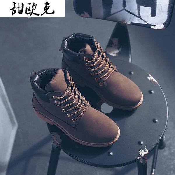

boots 2021 winter couple fashion lace-up square-heel platform ankle round toe low heel pu casual zapatos de mujer, Black