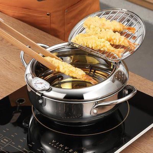 

kitchen deep frying pot tempura fryer pan stainless steel temperature control fried chicken cooking tools pans