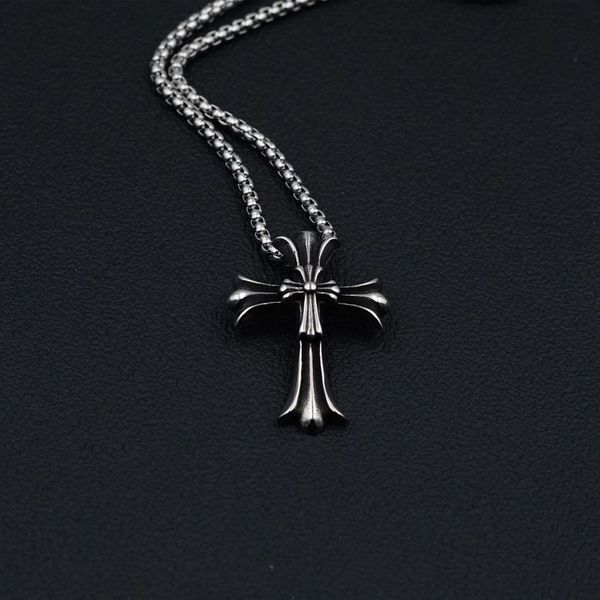 

high version titanium steel ch croquet necklace men's ross pendant punk sweater chain women's lovers, Silver