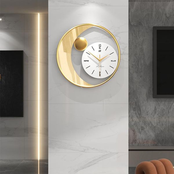 

wall clocks tuda modern simple round acrylic mute clock living room creative fashion personality moon decoration light luxury