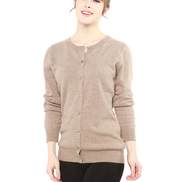 

longming 100% merino wool women cardigan sweater autumn winter warm soft knitted femme cashmere 210805, White;black
