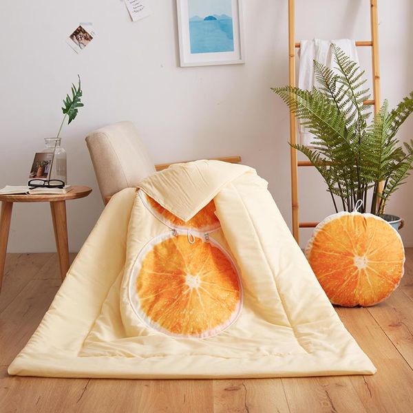 

blankets fruit comforter throw pillow foldable unfold air conditioning blanket home cute sofa portable