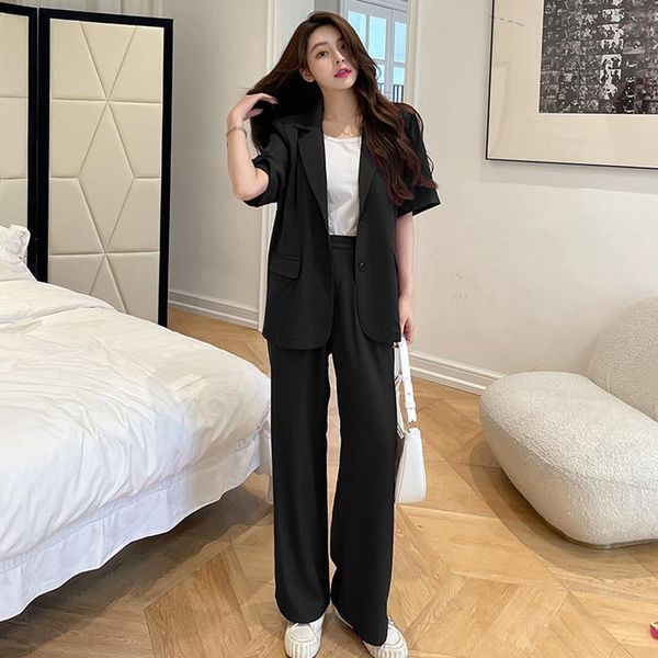 

women's two piece pants lady business casual long sleeve formal suit for woman high-quality half set women office work wea, White