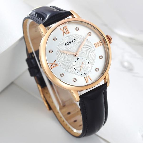 

wristwatches time100 women watch fashion black leather strap quartz watches ladies causal wrist sport for clock relogio femininos, Slivery;brown