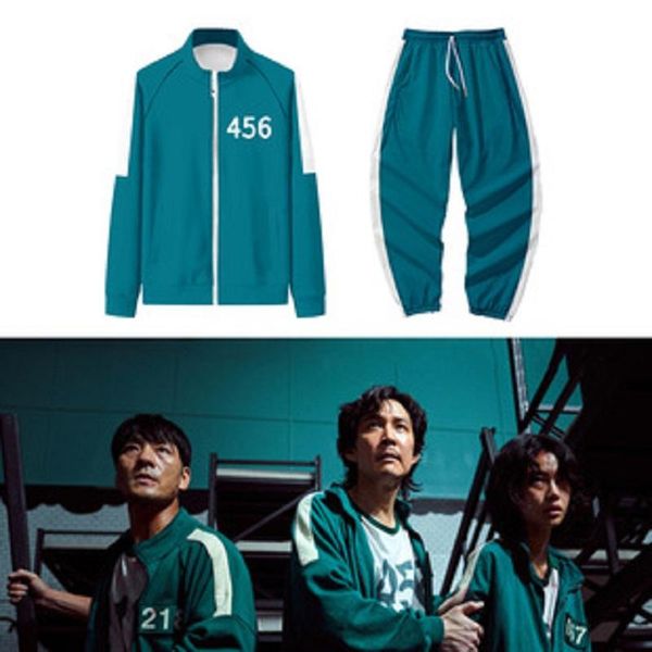 

party favor squid game jacket pants round six men women costumes cosplay sports zipper cardigan digital 456 printing pocket sweatshirts set