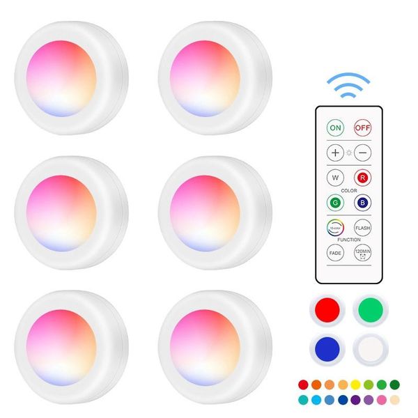 

6pack 16 color remote control night light multi-functional colorful atmosphere for cabinet living room corridor