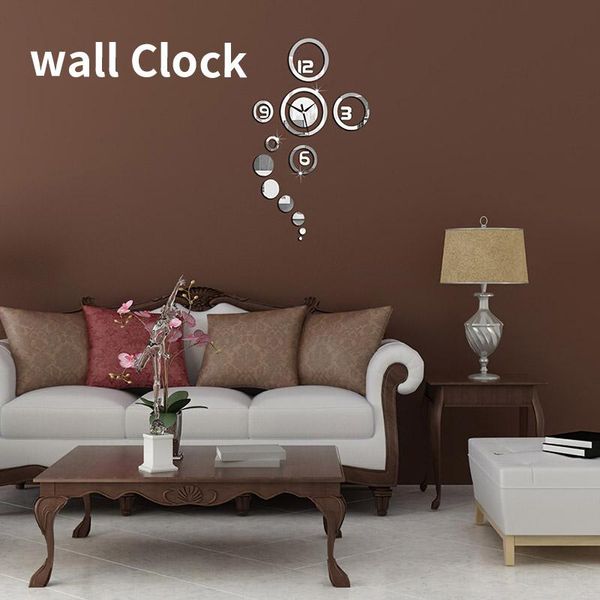 

mirror roman numbers wall clock stickers elegant diy digital clocks for home art living room office decoration