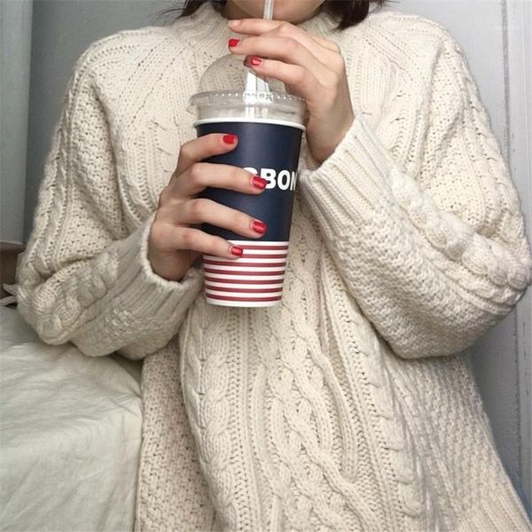 

ins korean style warm winter seater 2021 arrivals o-neck twist simple basic elegant full sleeves fitted sweater women's sweaters, White;black