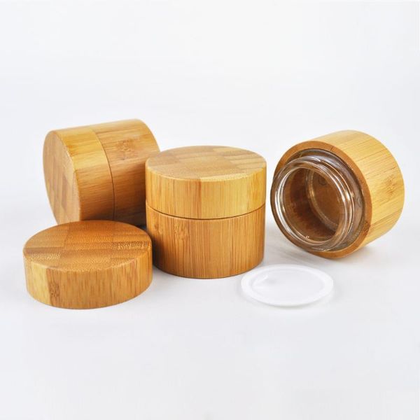 

storage bottles & jars luxury bamboo cream jar cosmetic glass bottle cover with lid 30g 50g face skin care lotion containers
