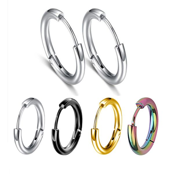 

new fashion 1 pair small hoop earring for women/man stainless steel piercing cartilage tragus simple thin circle anti-allergic ear buckle gi, Golden;silver